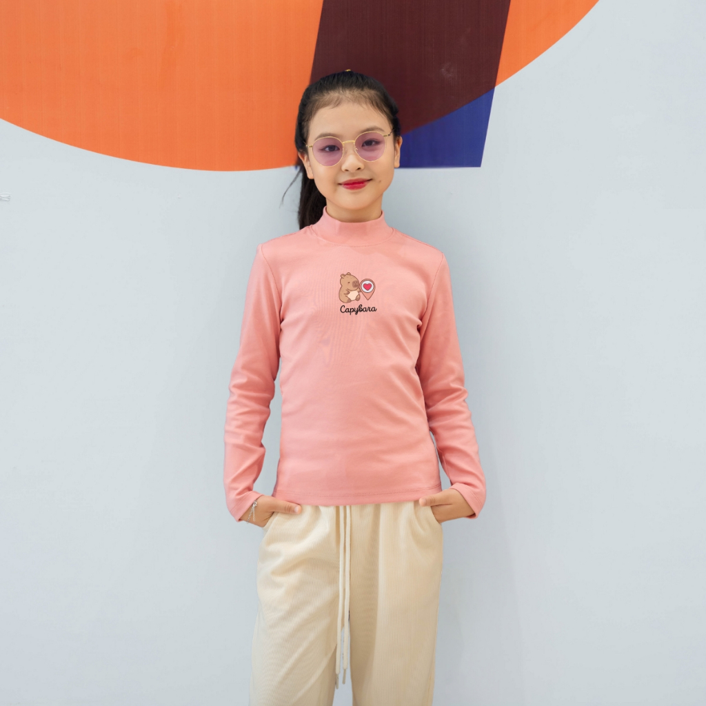 Áo thun bé gái tay dài chất liệu cotton bozip - Áo cổ trẻ em cổ lọ - LOZA G0221_thumbnail_12