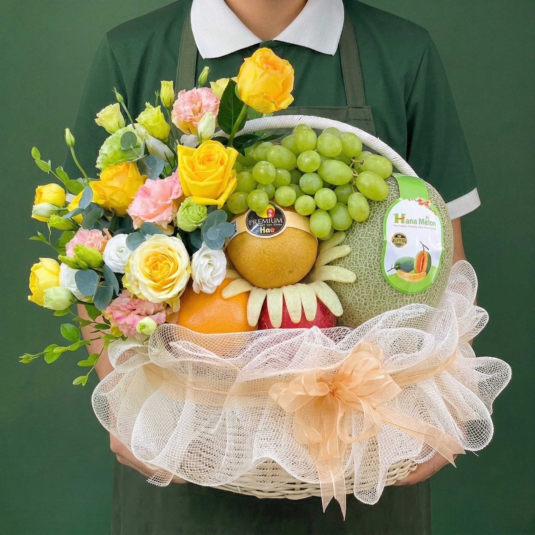 Giỏ hoa trái cây tặng khai trương cao cấp - GH1801