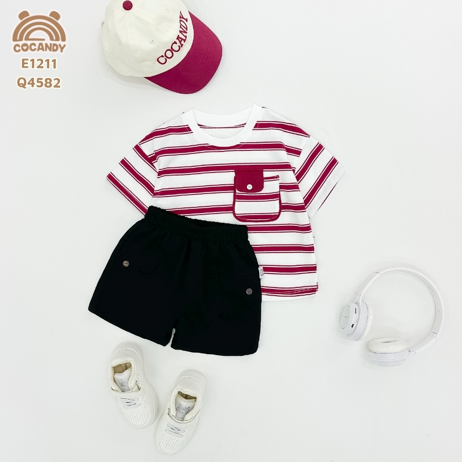 Quần cộc xước ĐEN can túi ốp kiểu 2 bên