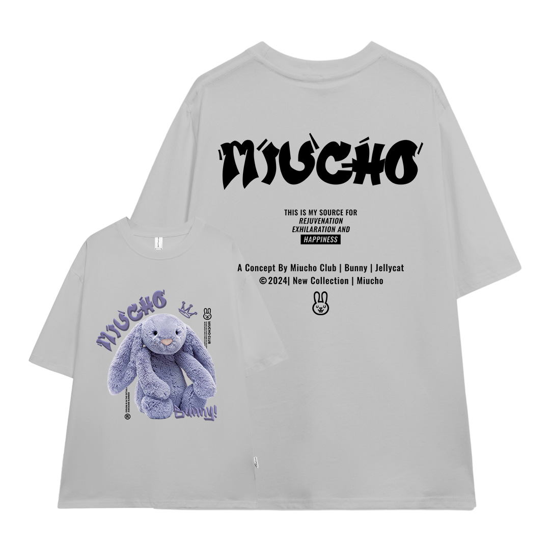 Áo thun thỏ Bunny form rộng local brand ATD1256 Miucho tay ngắn cổ tròn in mix_thumbnail_16