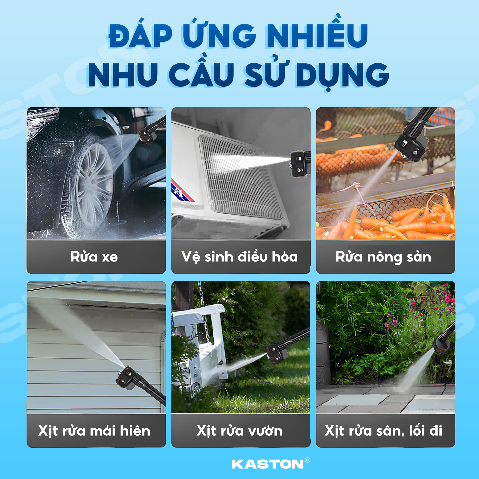 Máy rửa xe pin cao cấp Kaston - R8 - Kèm 2 pin, nhỏ gọn mạnh mẽ - Động cơ công nghệ Đức bền bỉ vượt trội._thumbnail_6