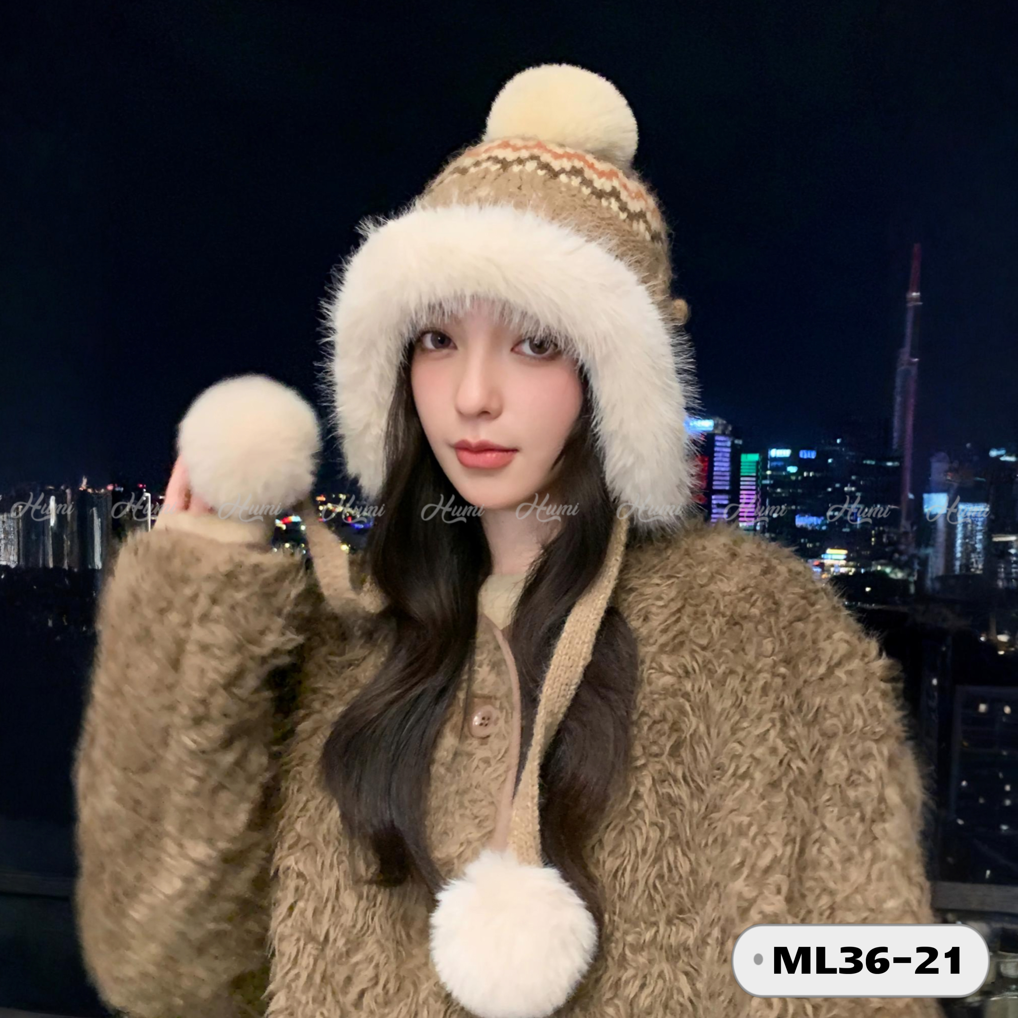 MŨ LEN VÀNH LÔNG (ML36-21 Nâu)