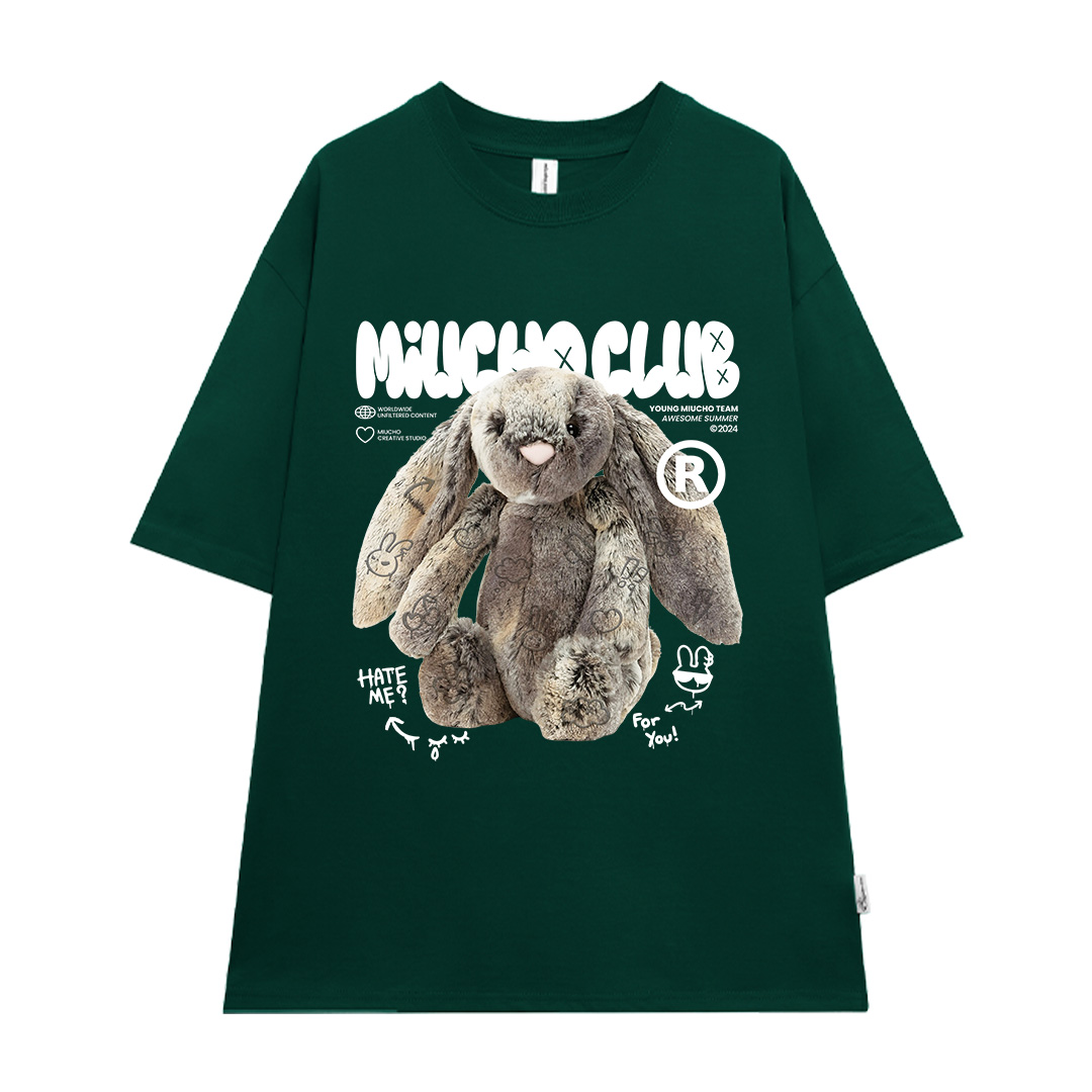 Áo thun thỏ Bunny form rộng local brand ATD1254 Miucho tay ngắn cổ tròn in mix_thumbnail_10