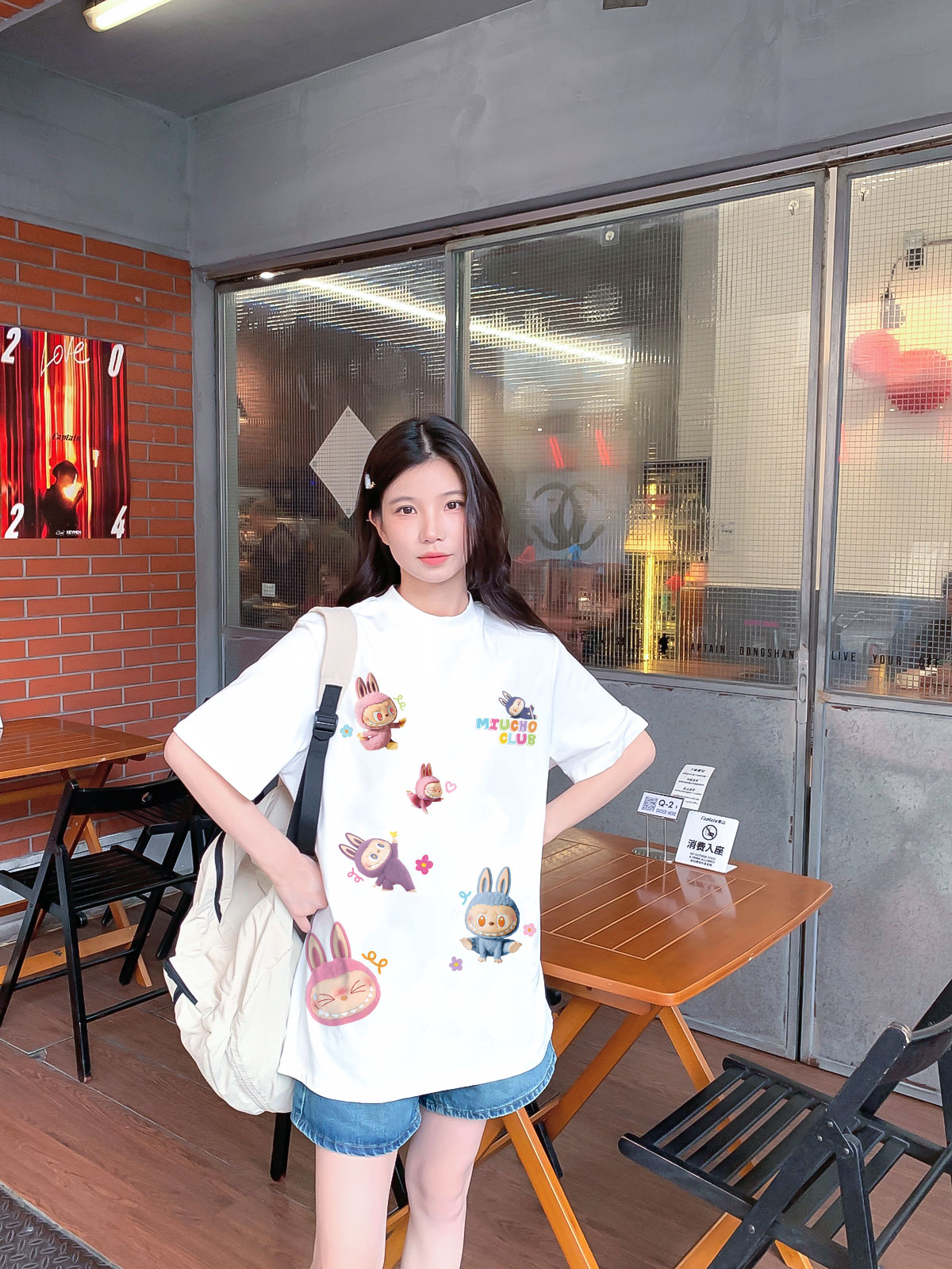 Áo phông labubu form rộng nhiều màu ATD1450 Miucho vải cotton cổ tròn in mix_thumbnail_6