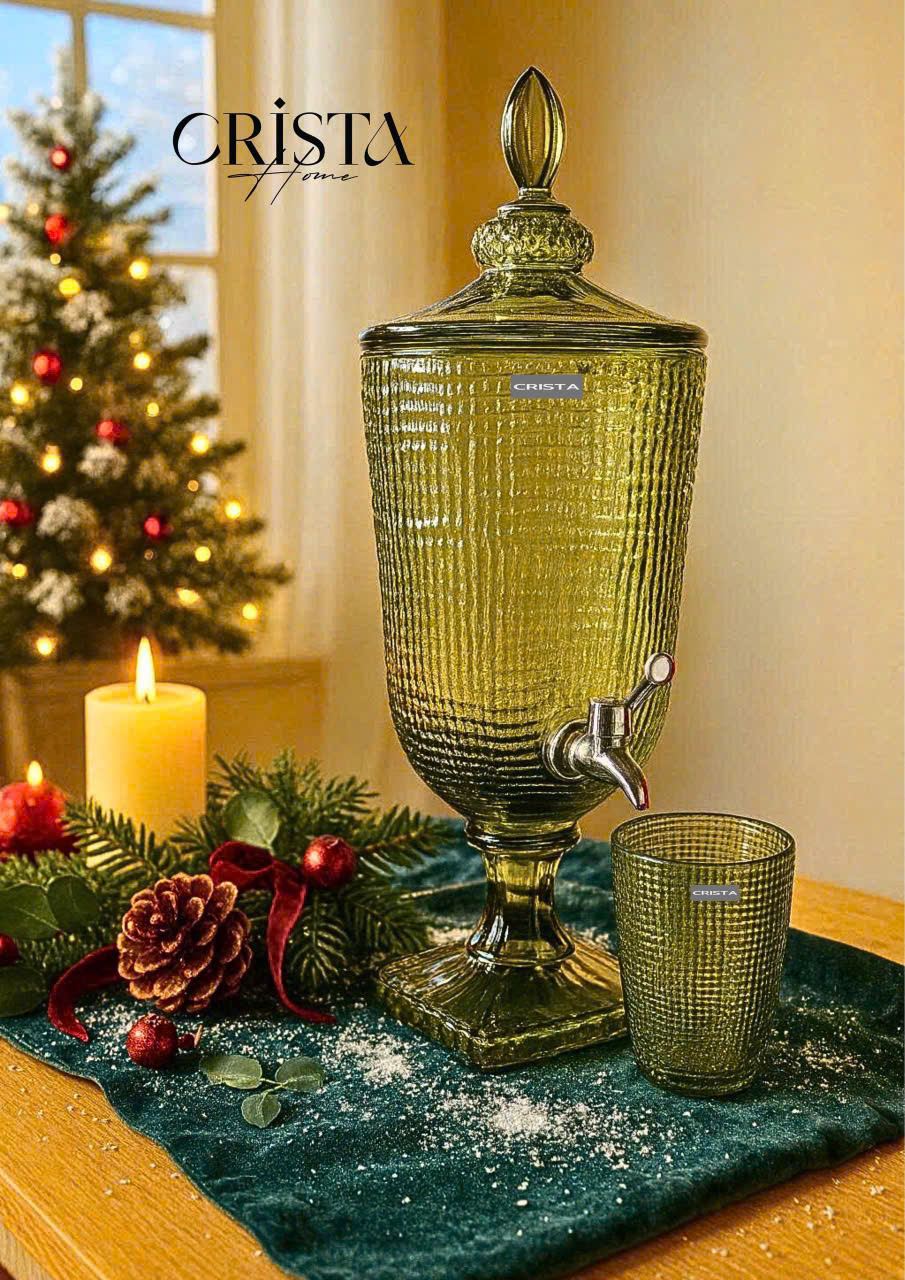 Bình thủy tinh CRISTA HOME vân lưới dập nổi có vòi triết  3.3L_thumbnail_19