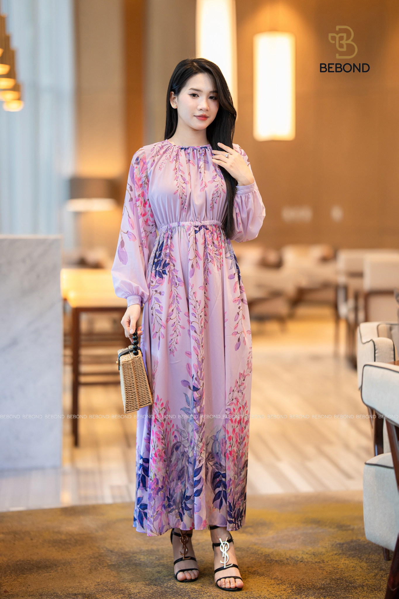 Đầm LOVIE họa tiết phối kiểu màu HOA TÍM_thumbnail_2