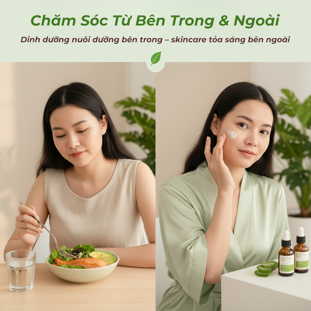 Làn da đẹp bắt đầu từ bên trong – Tầm quan trọng của dinh dưỡng và nước