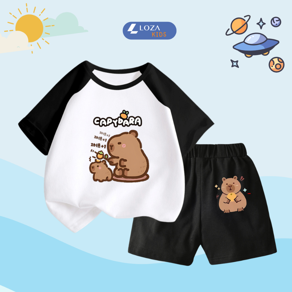 Bộ quần áo trẻ em phối màu in hình 'Capybara dưa hấu'- Loza Kids BD031_thumbnail_5