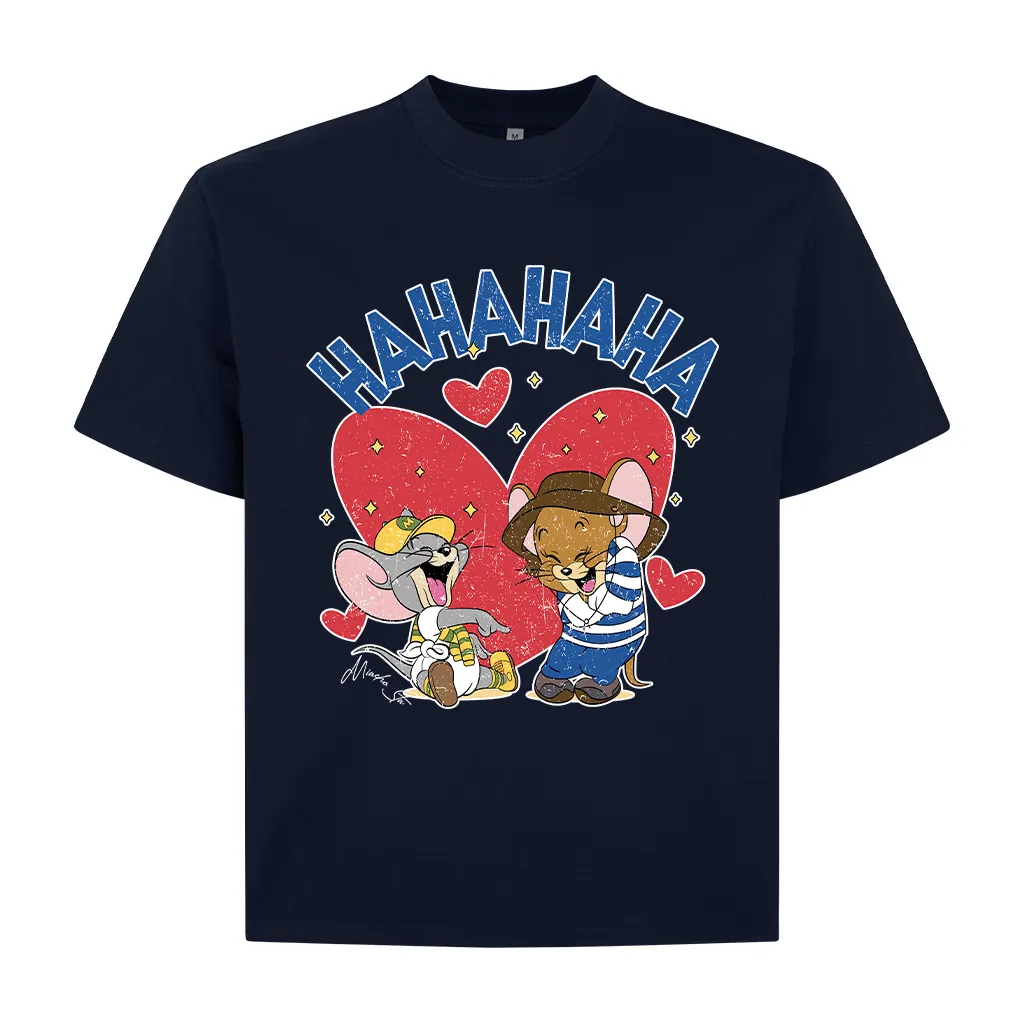 Áo thun form boxy họa tiết hoạt hình AXD2466 Miucho vải cotton thoáng mát cổ tròn in mix_thumbnail_11