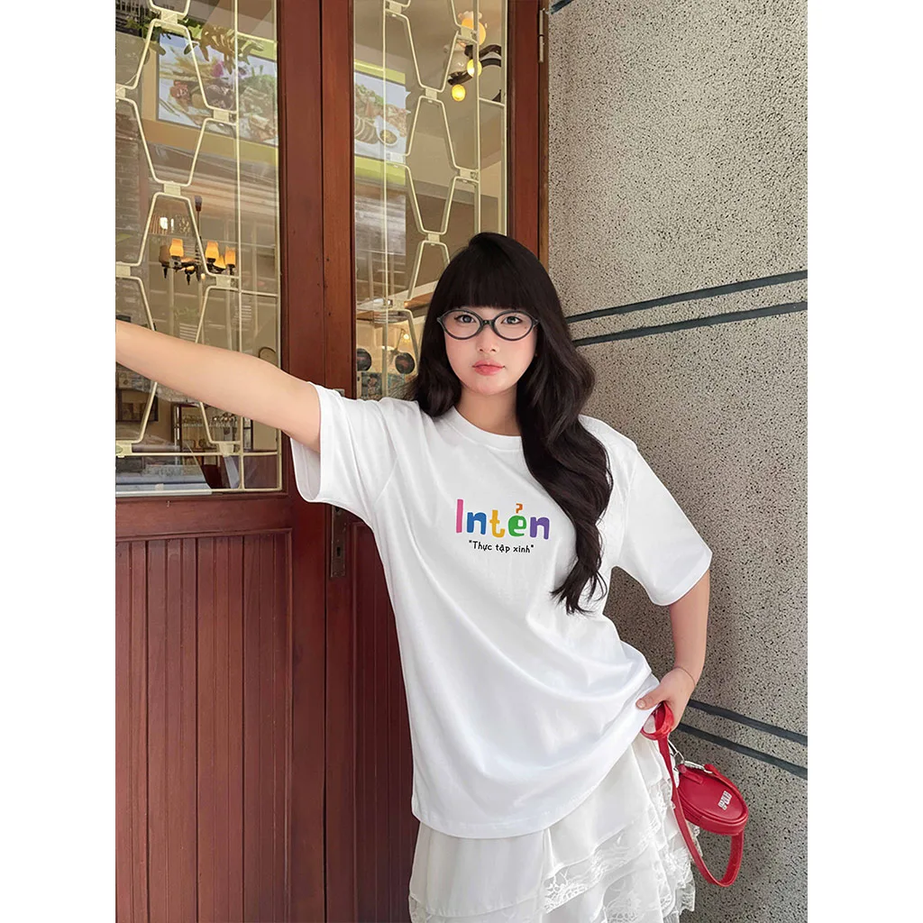 Áo thun form oversize Miucho Club chất vải thoáng mát tay ngắn cổ tròn Thực tập xinh in mix 2861_thumbnail_4