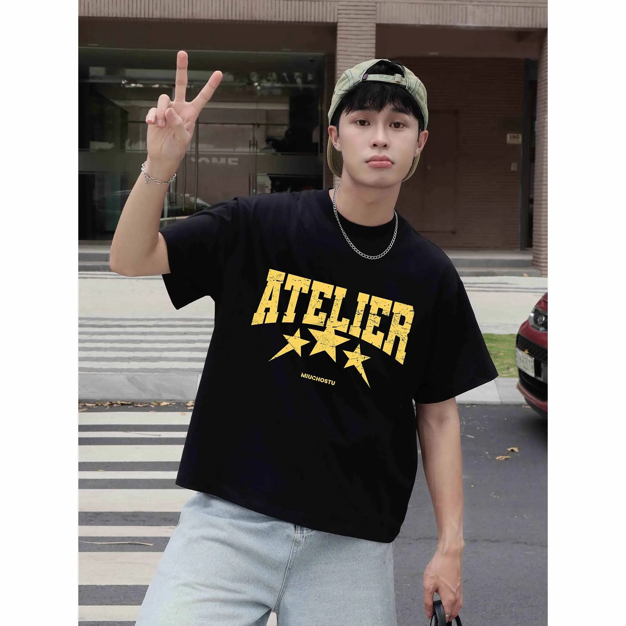 Áo thun boxy unisex Miucho Club vải cotton mềm mại thoáng mát Atelier in mix 2673_thumbnail_5