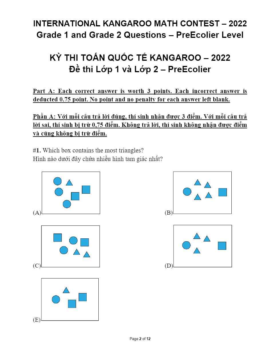 Tổng hợp đề thi IKMC lớp 1-8 song ngữ