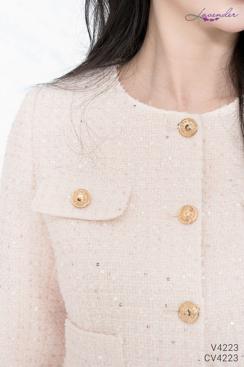 Áo dạtweed hồng V4223