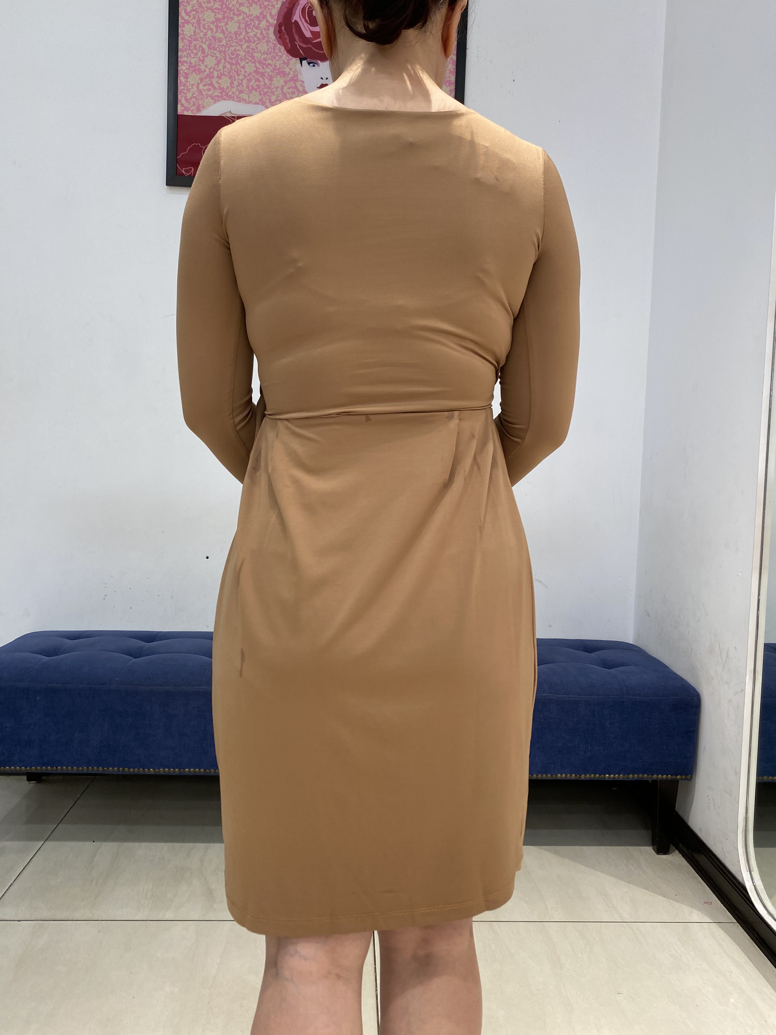 Đầm nâu dài tay nhún eo_thumbnail_3