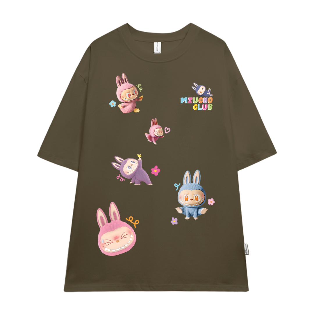 Áo phông labubu form rộng nhiều màu ATD1450 Miucho vải cotton cổ tròn in mix_thumbnail_7