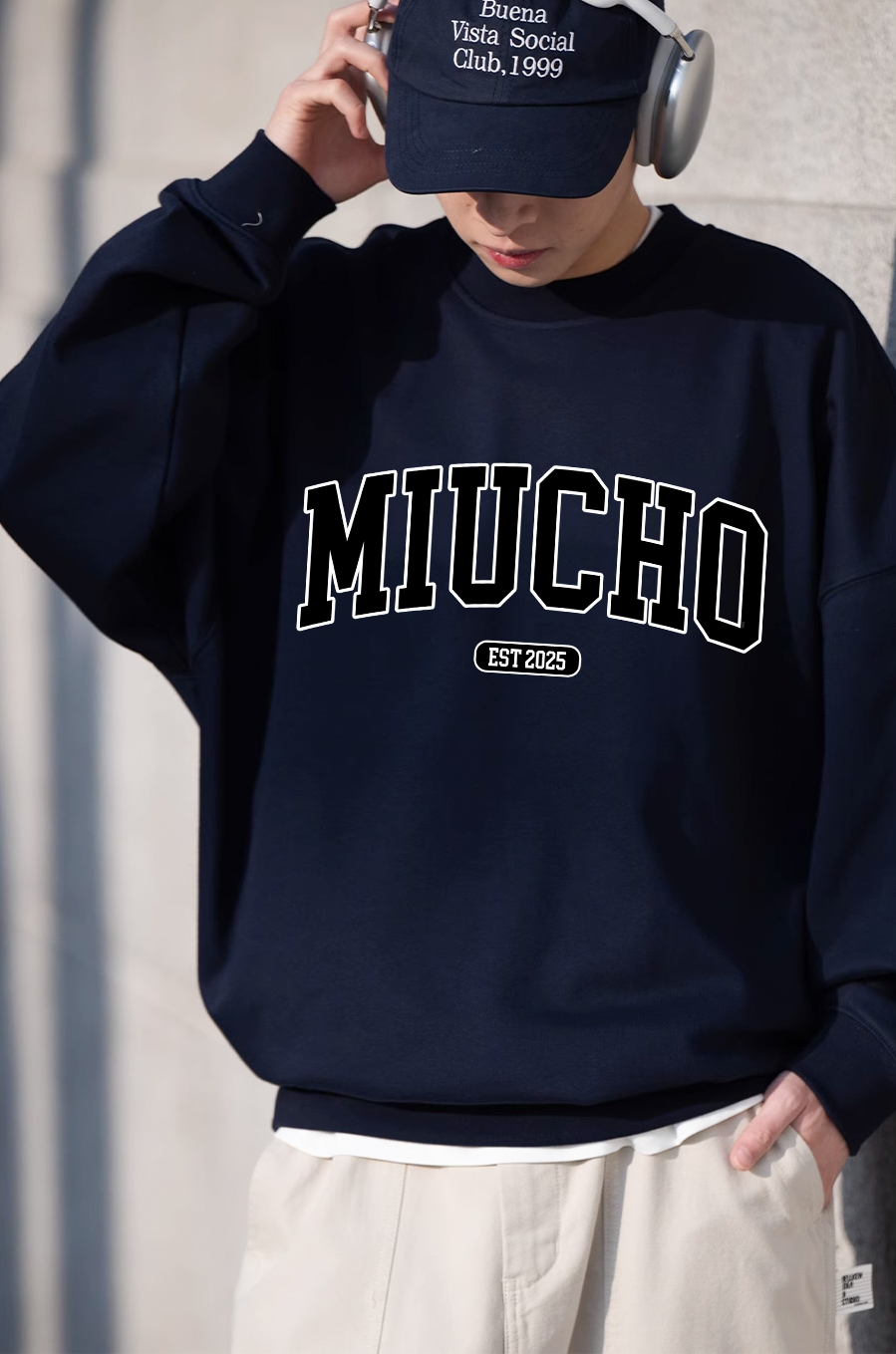 Áo sweater nam form boxy 1915 Miucho Club cổ tròn vải nỉ bông 350 GSM dày dặn in mix_thumbnail_3