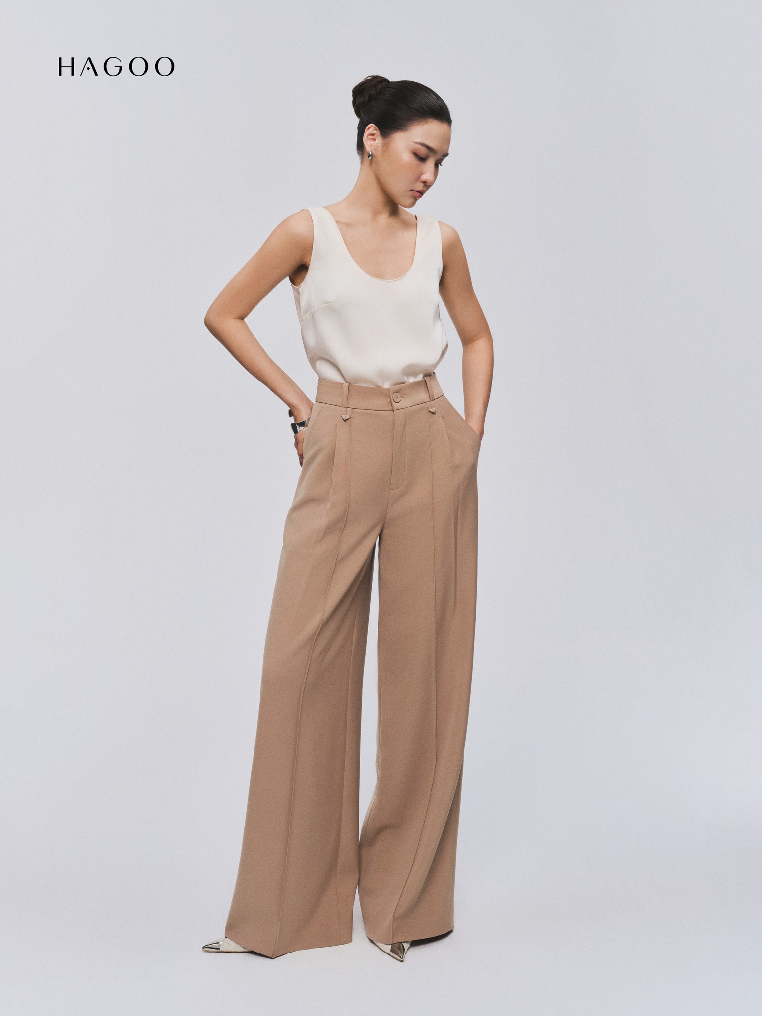 Quần suông bấu ly đỉa đôi HAGOO