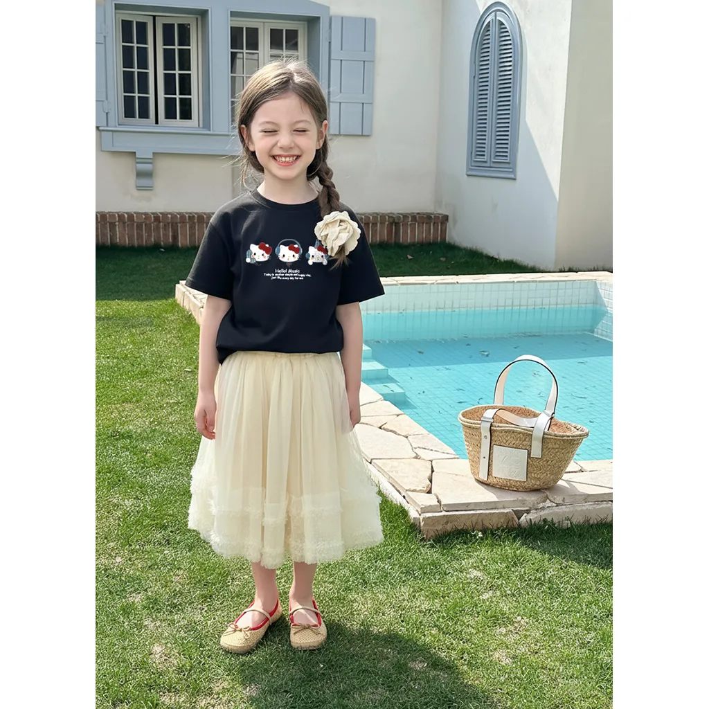 Áo thun form rộng cho bé gái Kado vải cotton co giãn 4 chiều thoáng mát Kitty dễ thương in mix 2887_thumbnail_5