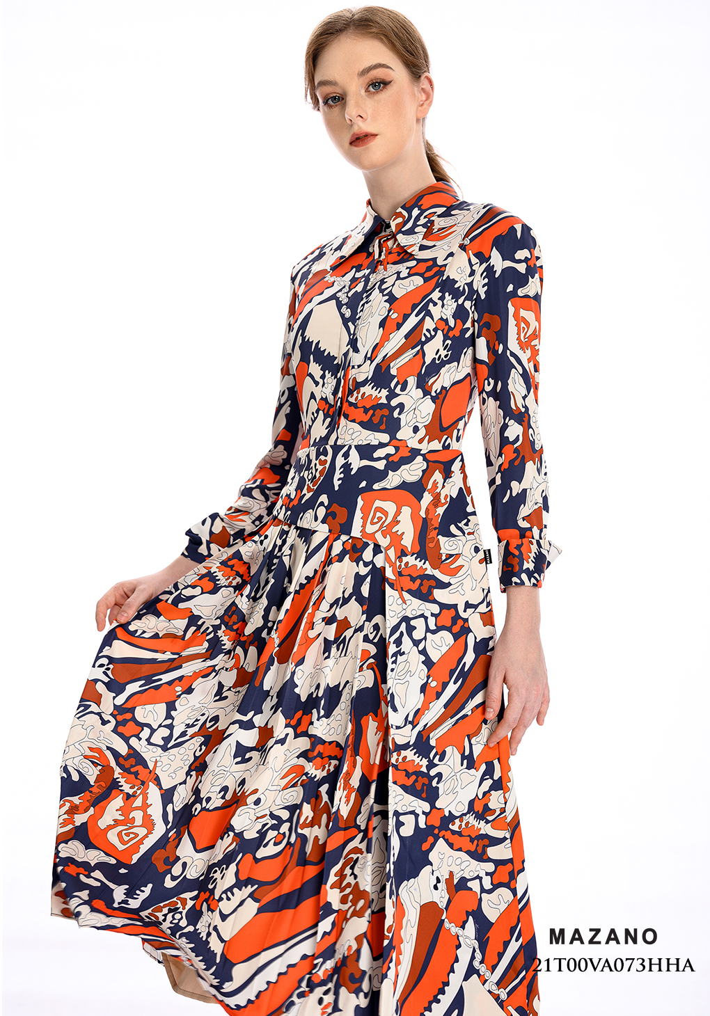 Đầm Họa Tiết Thắt Đai Xếp Ly Hiện Đại_thumbnail_3