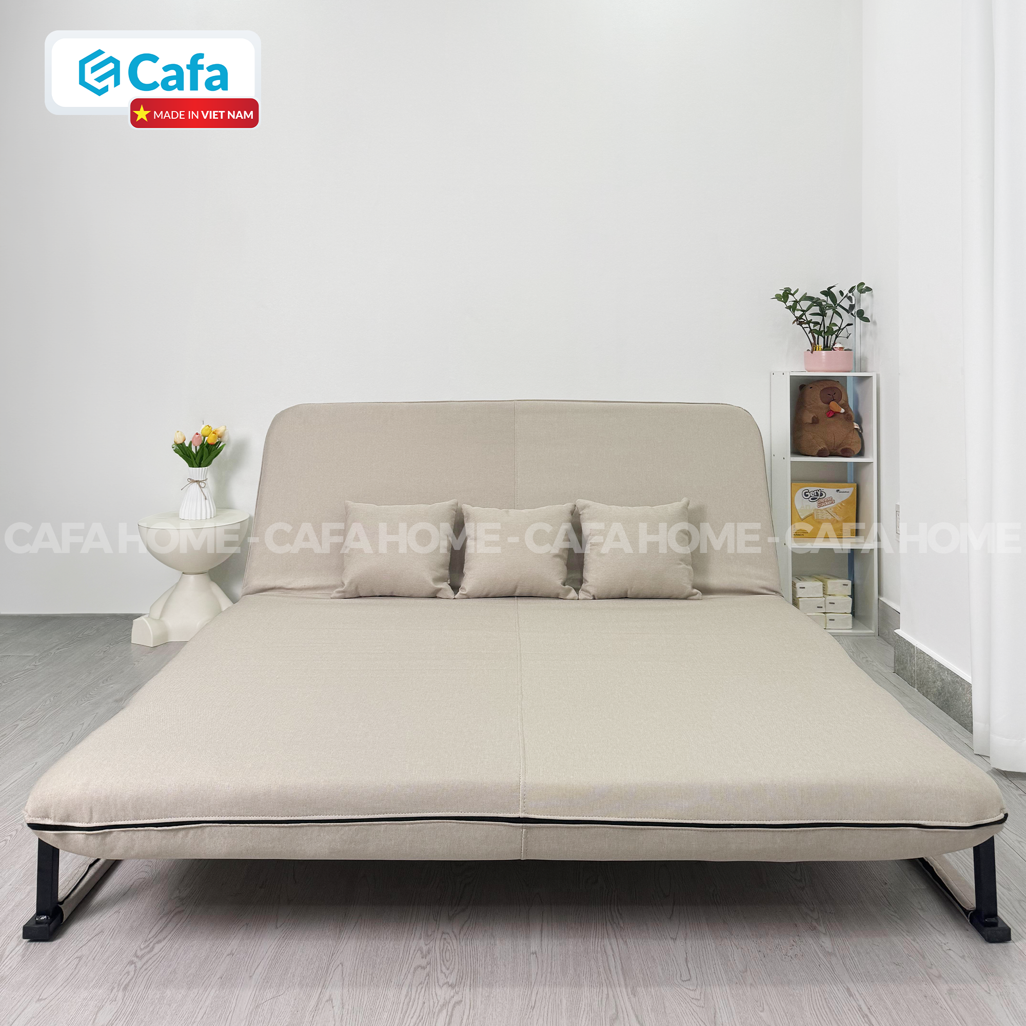 SOFA BED 150CM MÀU KEM