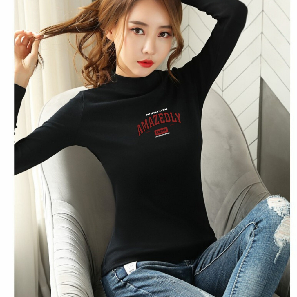 Áo thu đông nữ cổ cao - Áo thun nữ dài tay  -  LOZA  G0128_thumbnail_3
