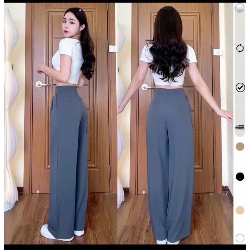 Quần suông cạp liền, khóa sườn vải gold nhật, có 2 túi