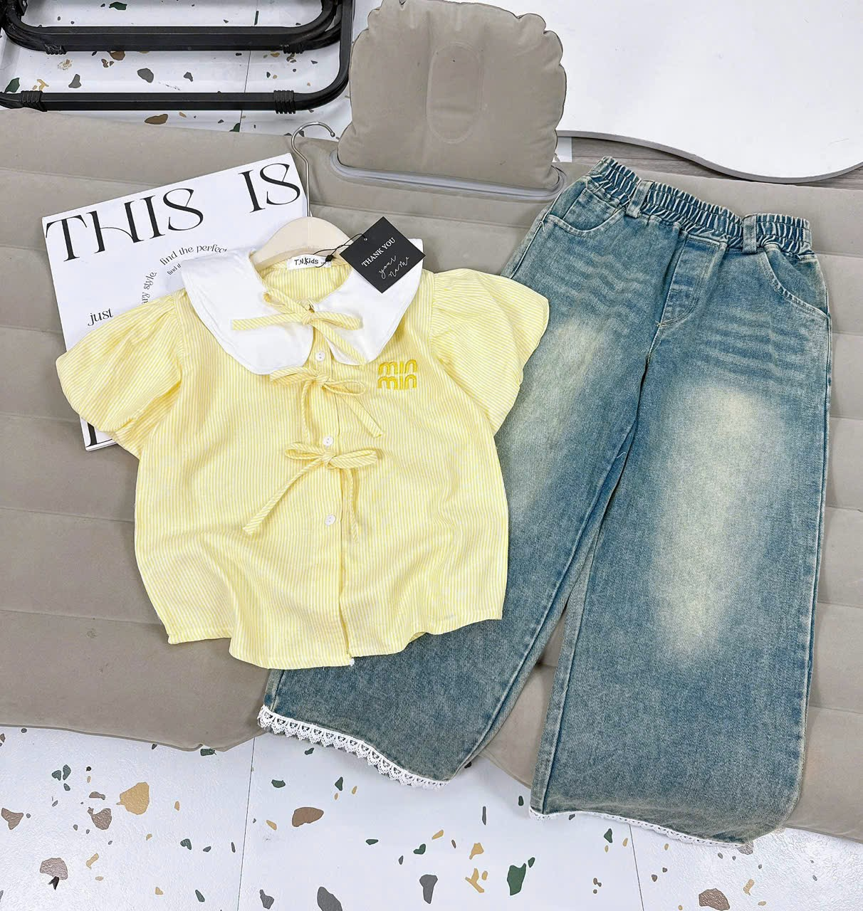 [M23] Sơ mi cổ bèo thắt nơ