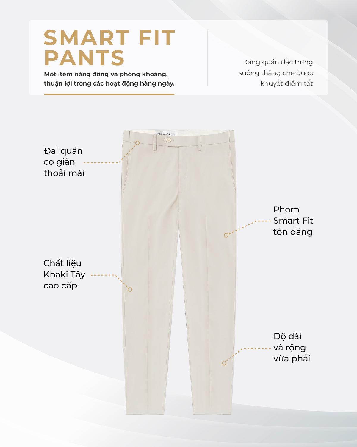 Quần Dài Nam Smart Fit Màu Be và thông tin chi tiết