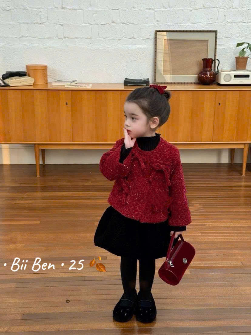 (S89) Set dạ đỏ kèm chân váy đen 4 nơ_thumbnail_0