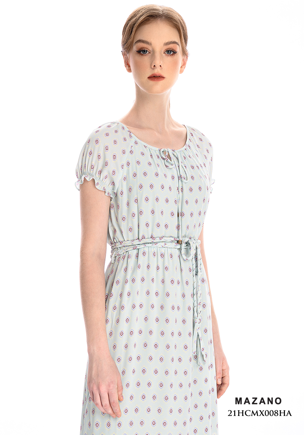 Đầm Maxi vải voan xanh nhạt thắt đai_thumbnail_3