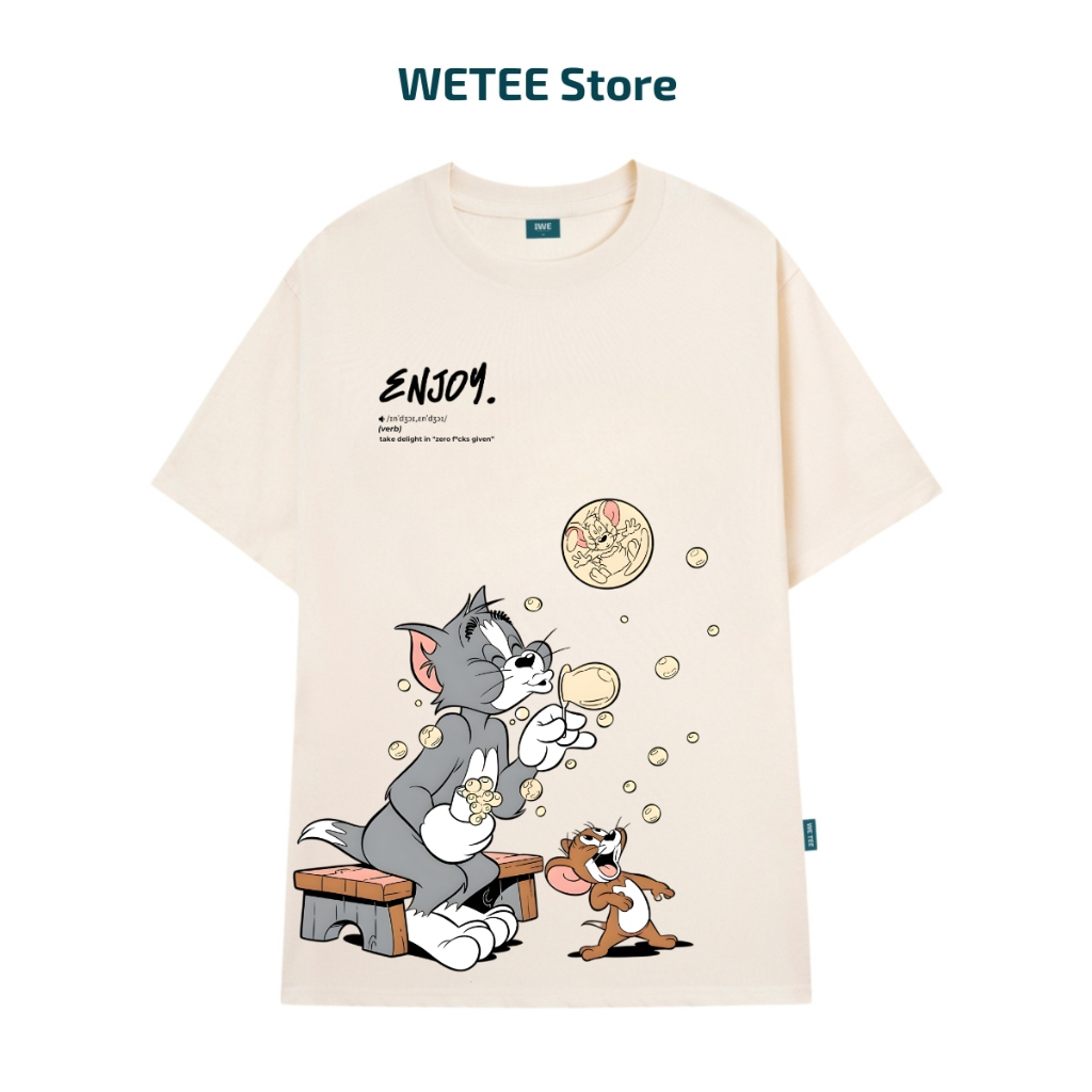 Áo thun unisex UX30-1186 ENJOY Tôm&Jelly thổi bong bóng dáng oversized local brand WETEE_thumbnail_4