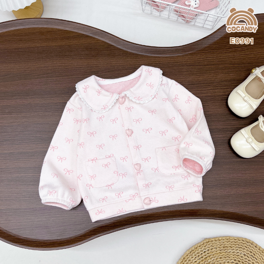 Áo khoác HỒNG họa tiết nơ hồng cổ sen_thumbnail_3