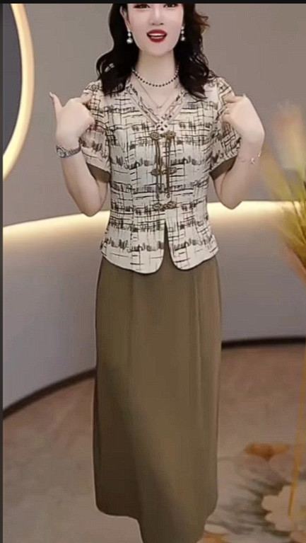 15535-Đầm suông dáng liền cổ V kết nút tàu ( lụa mịn)_thumbnail_0