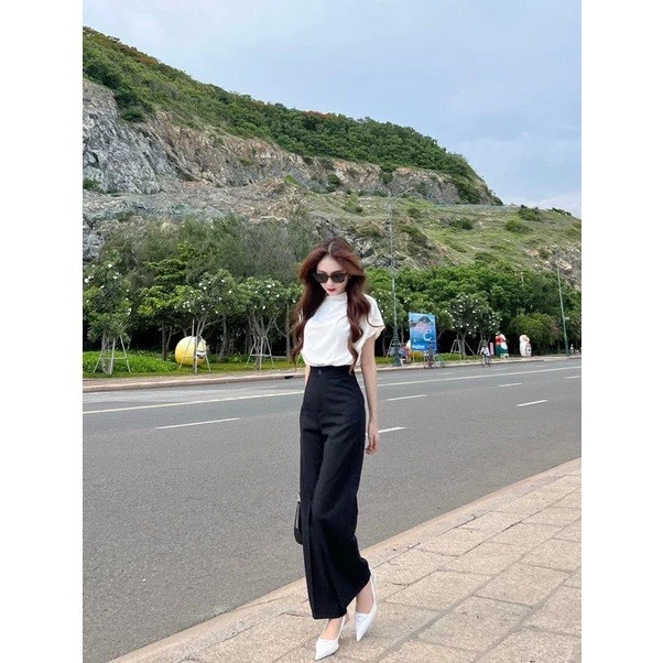 Quần xuông nữ ống rộng công sở , cạp lưng cao che khuyết điểm ,chất vải tuyết mưa cao cấp không bị xù_thumbnail_2