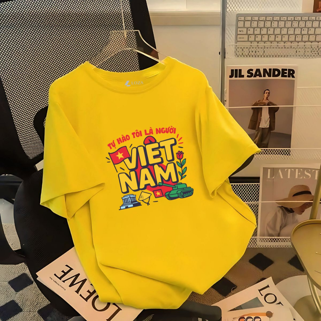 Áo Việt Nam nhiều mẫu - Áo thun Nam Nữ form rộng cờ đỏ sao vàng Việt nam LOZA G0305_thumbnail_0