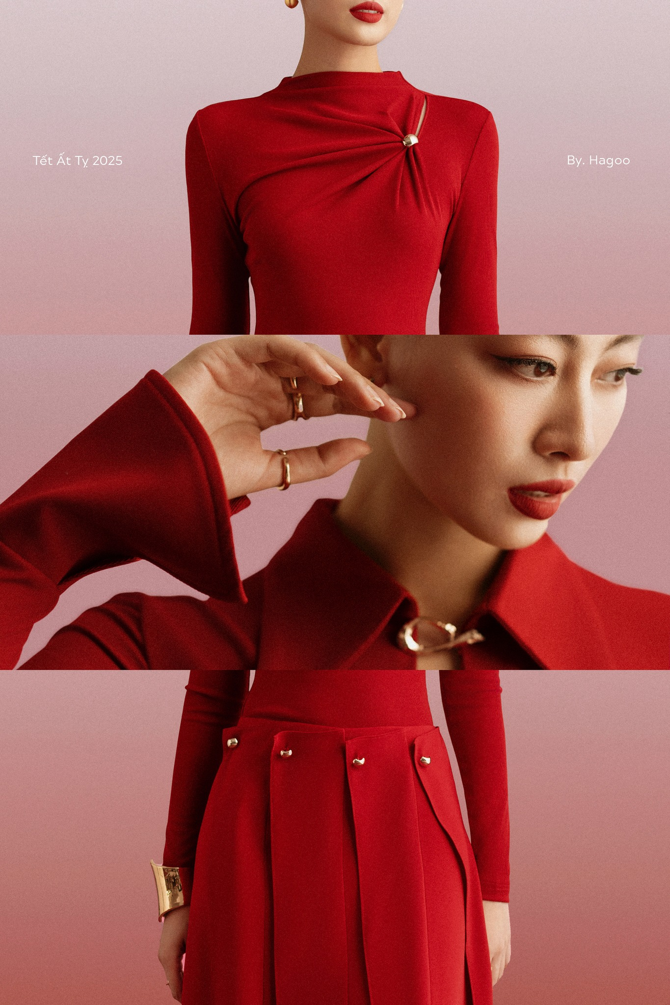 Váy xoè nhiều mảnh khuy đồng HAGOO