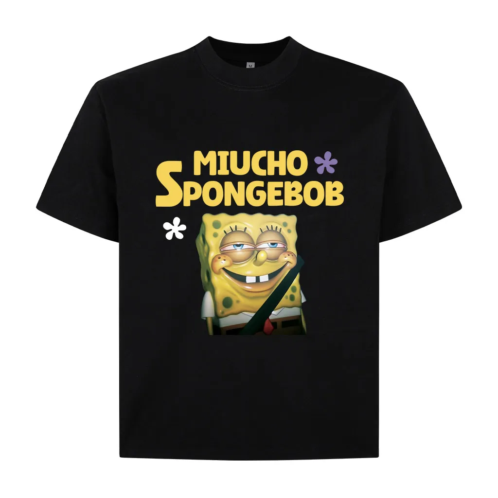 Áo thun boxy nam nữ Miucho Club vải cotton thoáng mát Spongebob in mix dễ thương 2827_thumbnail_10