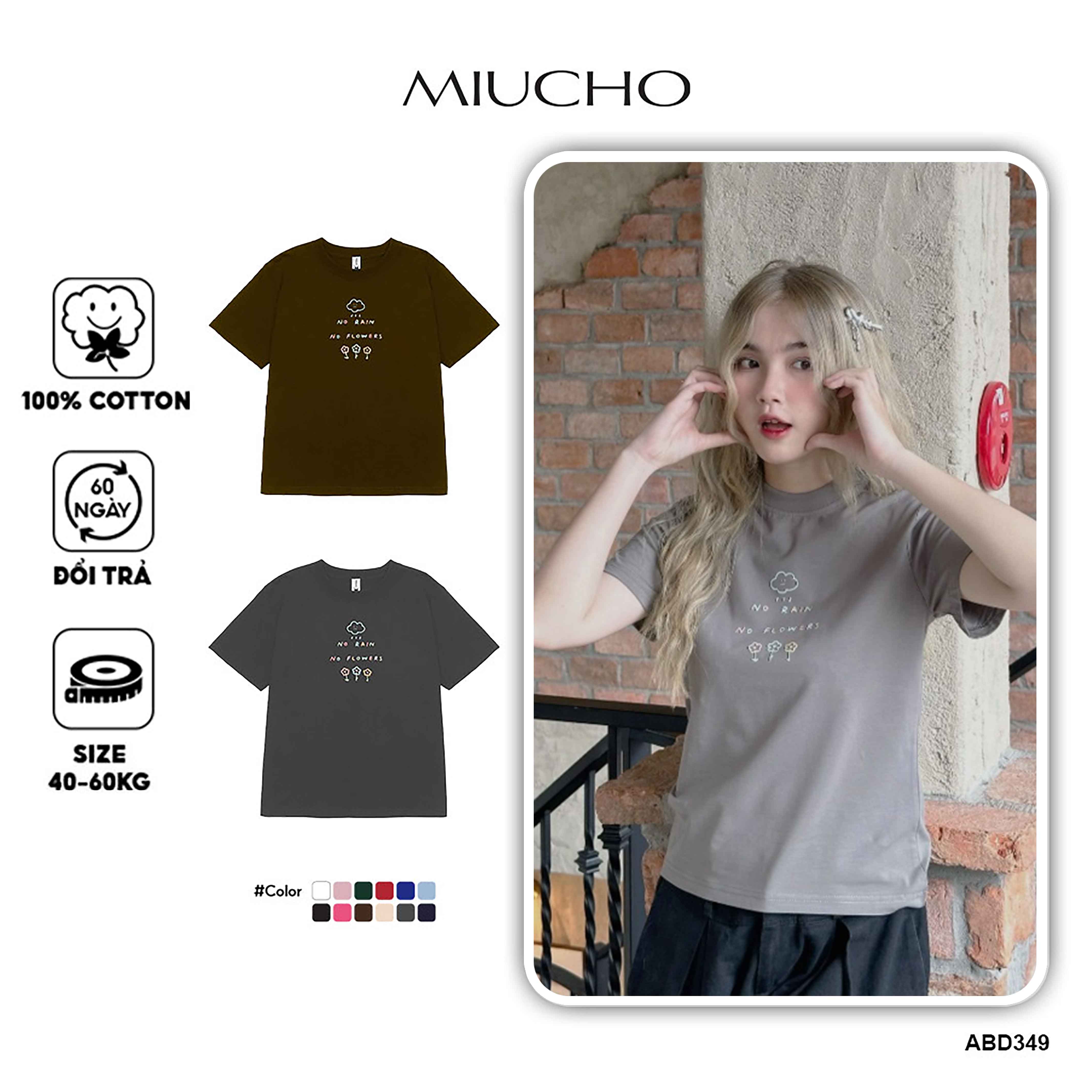 Áo baby tee ABD349 Miucho cotton cổ tròn in graphic