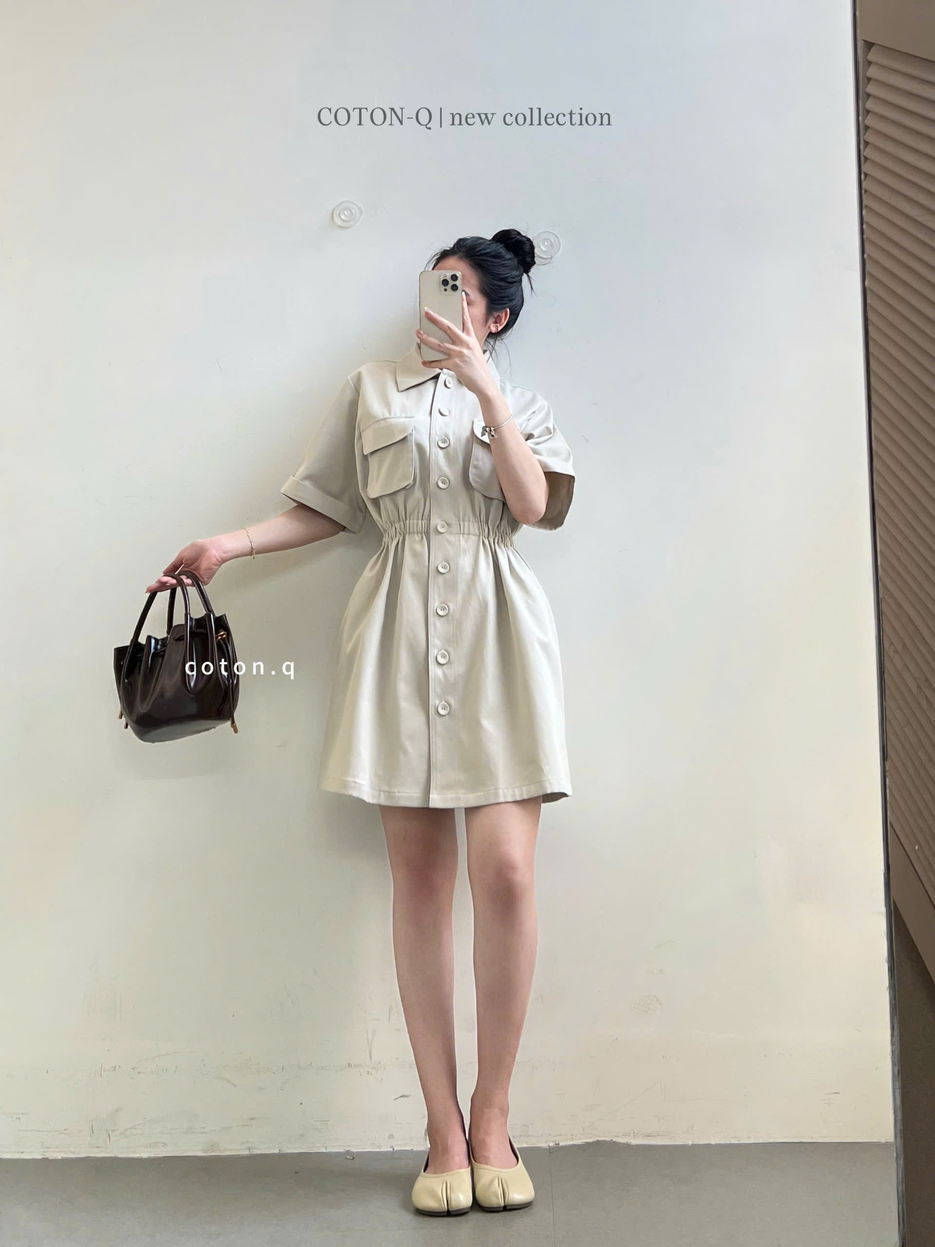 Đầm nữ Coton Q nhún 2 túi ( BE )_thumbnail_21