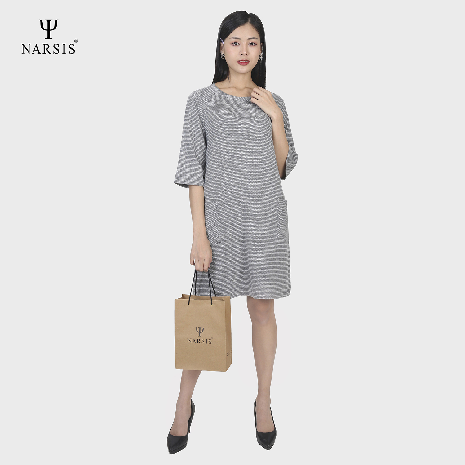 VÁY NỮ B8016 NARSIS VẢI LEN COTTON ẤM ÁP, THOÁNG MÁT, GIỮ ẤM TỐT, MỀM MẠI, GIỮ ẤM TỐT, MỀM MẠI_thumbnail_1