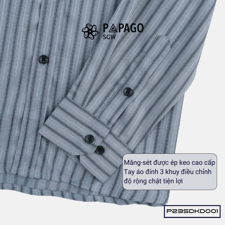 Áo sơ mi nam trung niên PAPAGO tay dài lai bầu vải xô đũi kẻ dọc - P23SDKD001_thumbnail_8