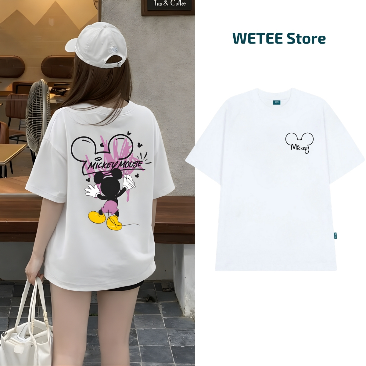 Áo thun unisex UX30-1139 MICKEY MOUSE tím dáng oversized local brand WETEE
