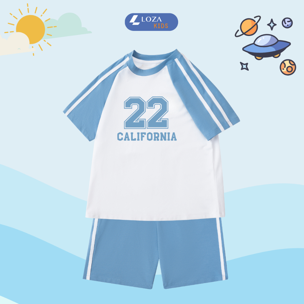 Đồ bộ bé trai phối viền in số '22 California' - Loza BF370_thumbnail_5