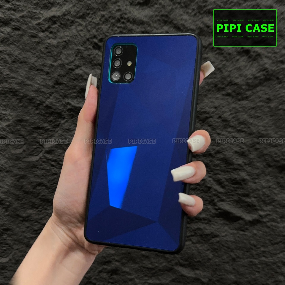 Ốp Lưng Samsung A71 - Kim Cương 6D - Xanh