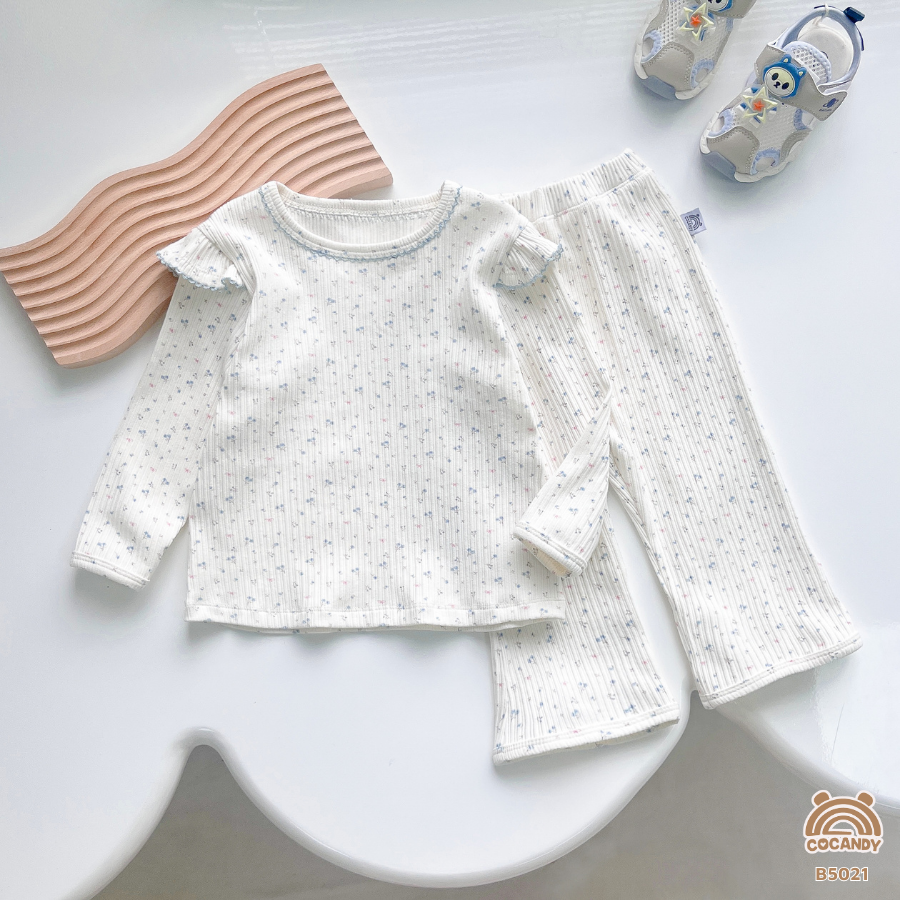 Bộ dài XANH hoa nhí phối vai chờm