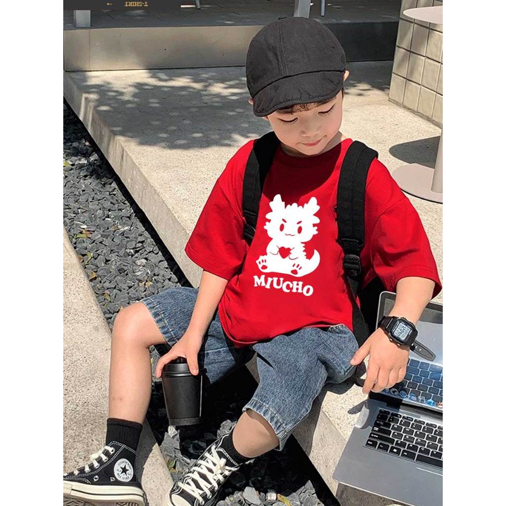 Áo thun tết đẹp cho bé gái bé trai form rộng thoáng mát AED907 Miucho Kid 100% vải cotton basic in mix_thumbnail_3