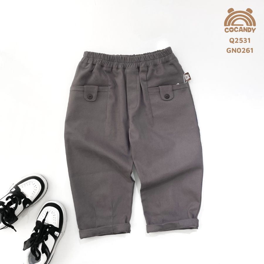 Quần dài GHI ĐẬM 2 túi ngang phối cúc gỗ_thumbnail_1