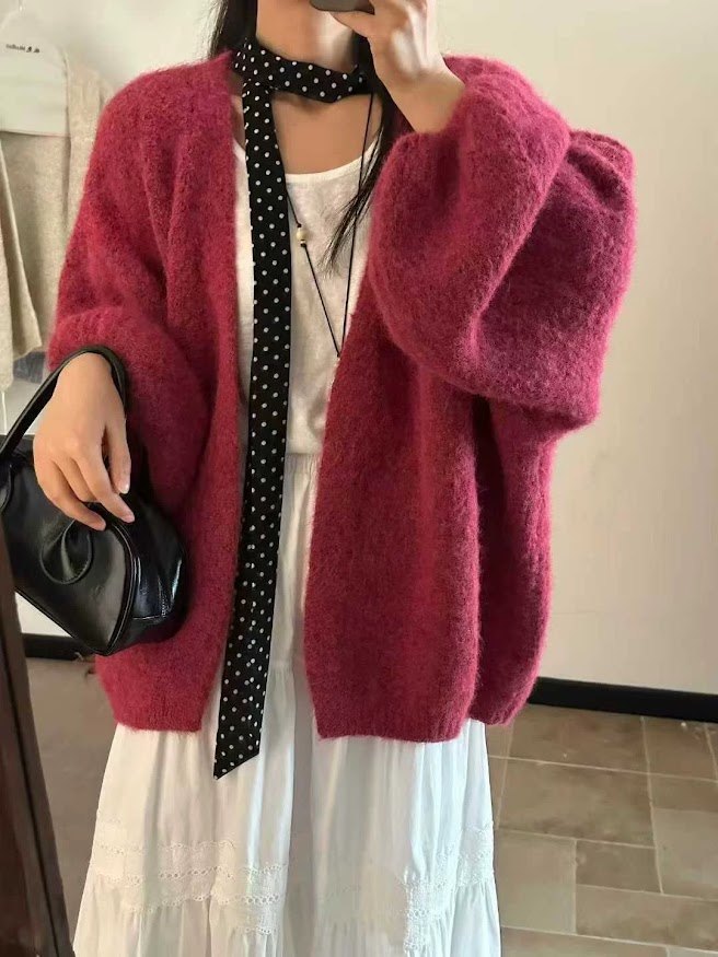 Lucas - Áo len Cardigan dáng lửng vải gạo loang 60156_thumbnail_3
