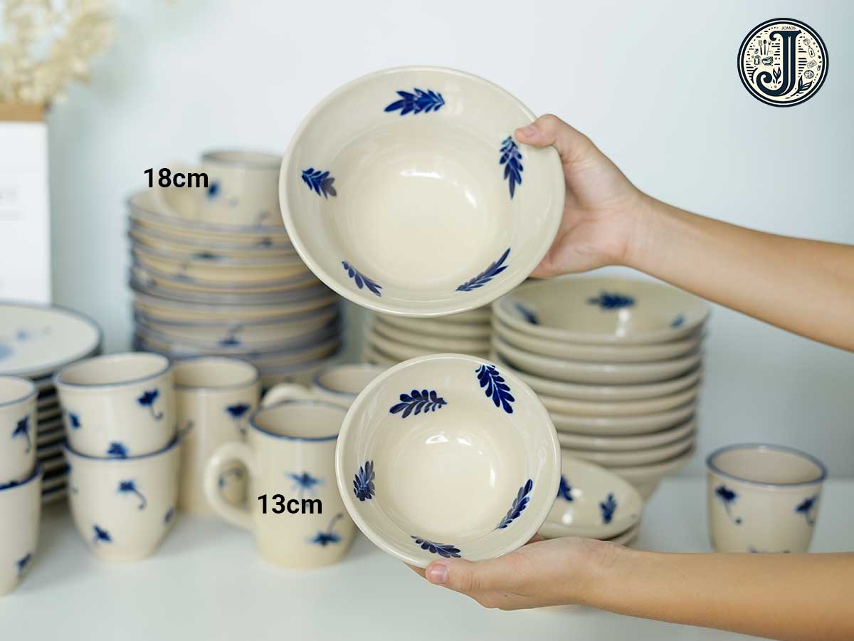 Tô chiết yêu 18cm gốm cao cấp lái thiêu lá J000305