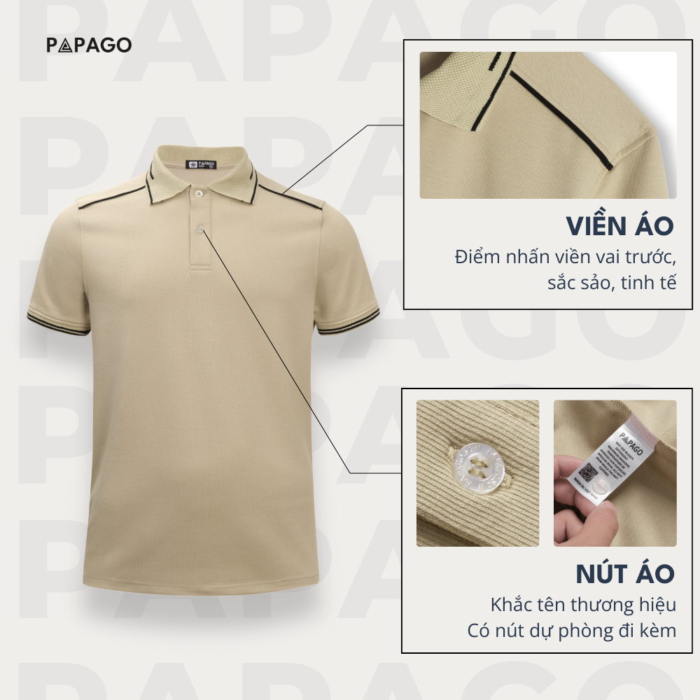 Áo polo cao cấp PAPAGO nam Trung niên vải cotton kim cương form rộng - P25PLCT003_thumbnail_4